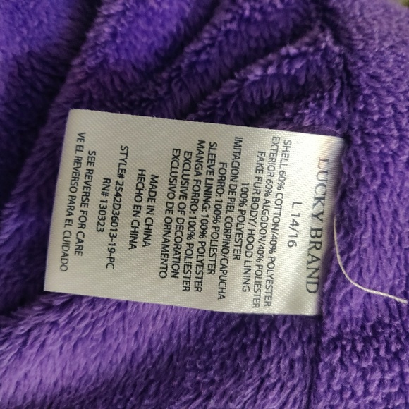 Lucky Brand Teal Purple Fuzzy Hoodie Paisley Bird - Picture 5 of 7